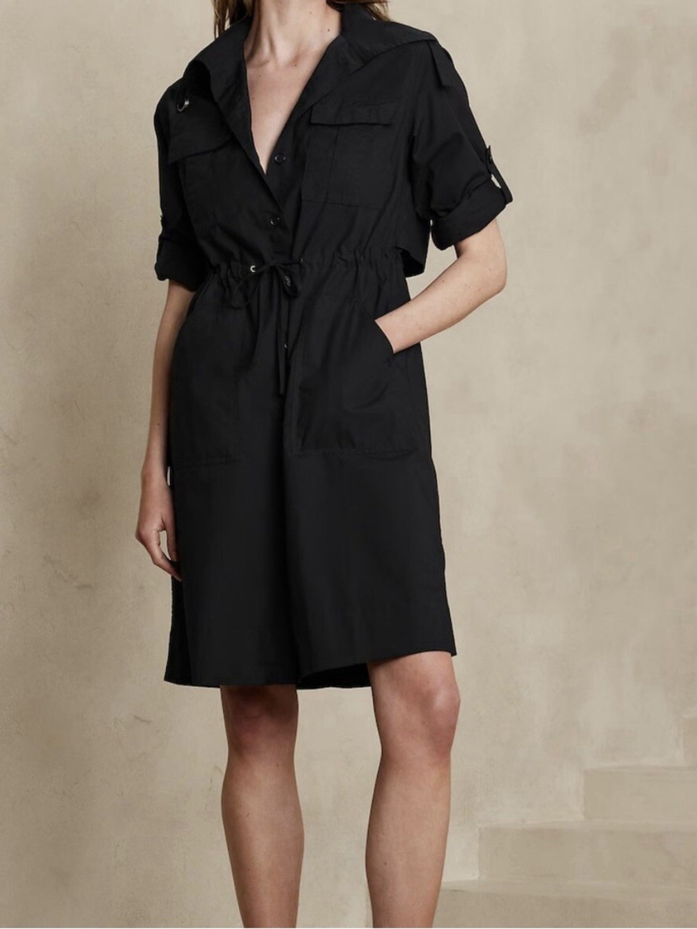 Banana Republic Black Trench Coat Dress